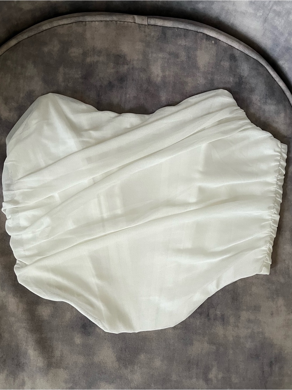 White Mesh Tulle Ruched Boned Corset Bustier Top